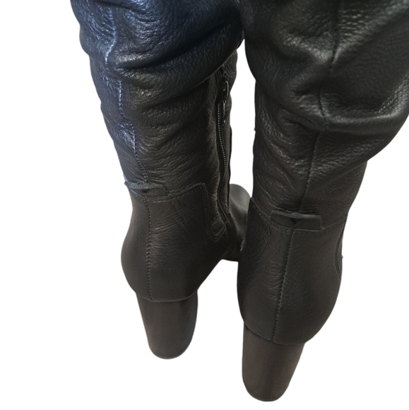 VIONIC LOLITA BLACK pebbled leather block high heel slouchy boots coastal SZ 7 - Picture 3 of 12